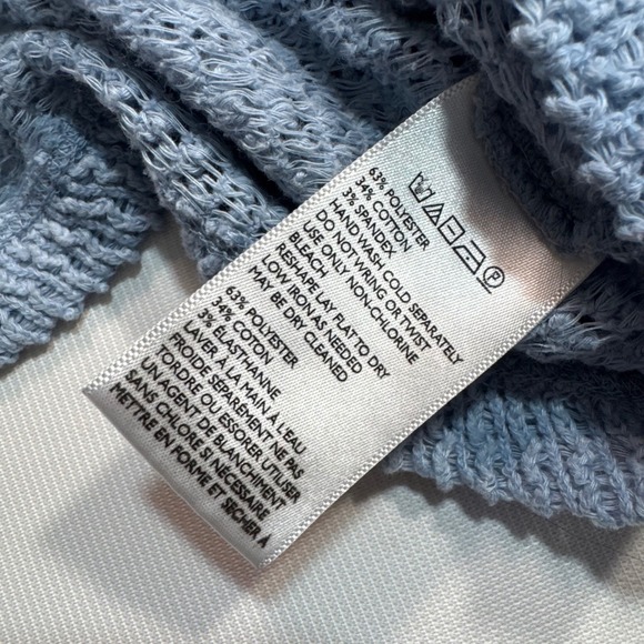 Boho Coquette Women XS Kimchi Blue Waffle Knit Cropped Hoodie Periwinkle Blue - Picture 4 of 7